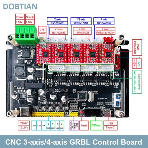 Image of 4-axis 3-axis GRBL1.1 Control Board Double Y-axis Support Offline Control Motherboard For CNC Laser Engraver.