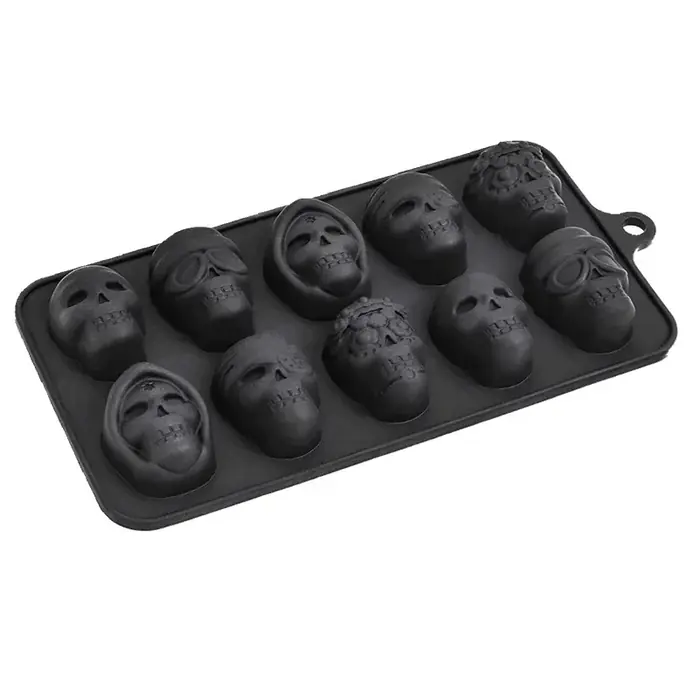 Image de Moule à glaçons crâne Halloween - 10 grilles