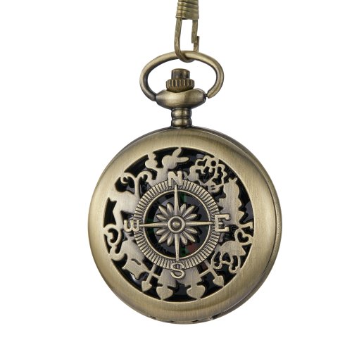 Immagine di Orologio da tasca con bussola creativa scavato bussola classica con vibrazione escursionismo all'ape...