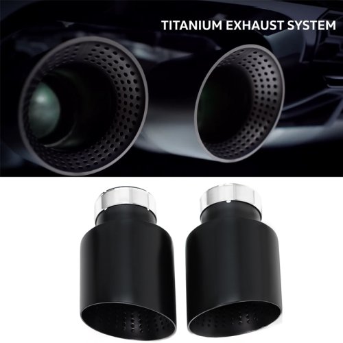 Imagen de Punta de Escape Universal en Acero Inoxidable Negro Mate para Coches - Compatible con VW GTI MK7, Golf 7 y Otros Modelos