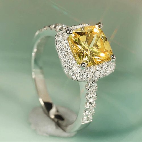 Afbeelding van Elegante Verlovingsring met Felgele Kristallen – Modevolle Sieraden voor Vrouwen, Perfect voor Verlovingsfeesten