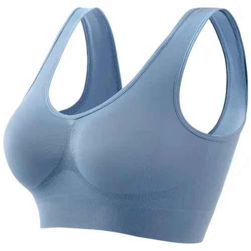 Image de soutien gorge de sport push up sans couture pour femmes haut court sans fil couleur unie lingerie sexy sans coussinets brassière respirante s 5xl