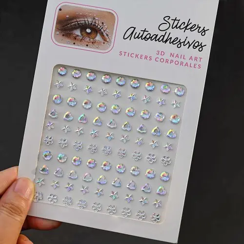 Image de Autocollants strass visage - Tatouages temporaires brillants pour yeux et fête