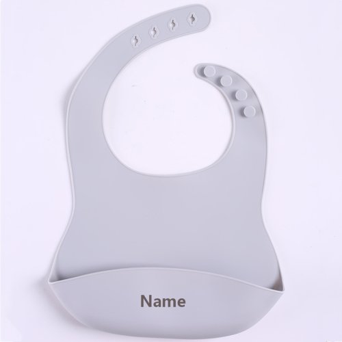 Imagen de Babero de bebé con estampado de nombre personalizado, receptor de baba de silicona, fácil de limpiar...