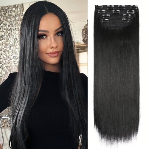 Immagine di 4 Pz/set 20 Pollici Clip di Capelli Sintetici In Lunghi Ondulati Spessi Posticci Per Le Donne Testa ...