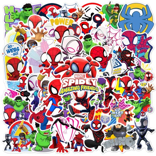 Zdjęcie 10/30/50 sztuk Disney SpiderMan i jego niesamowici przyjaciele naklejki fajne kreskówki Anime naklejki dla dzieci zabawki telefon Laptop Notebook naklejki