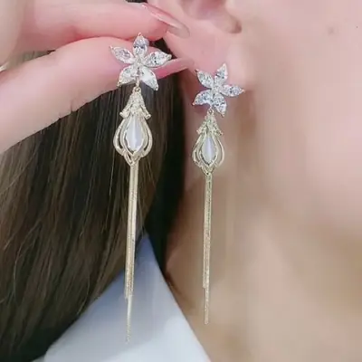 Image de Boucles d'oreilles pendantes en cristal zircon - Élégance luxueuse