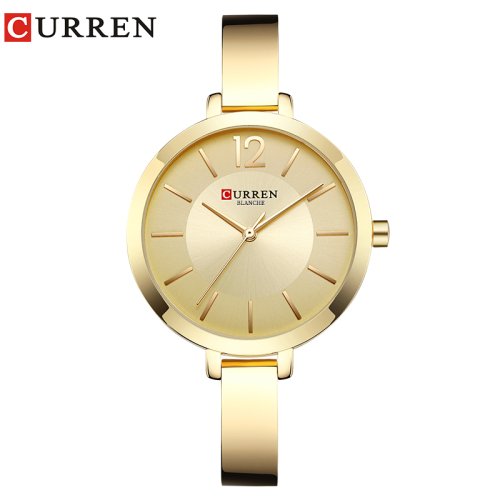 Immagine di Orologio da Donna in Oro con Movimento al Quarzo, Design Ultra Sottile in Acciaio Inossidabile, Elegante e Romantico con Scatola Regalo