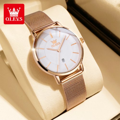 Immagine di Orologio da Donna Elegante con Cinturino in Rete Milanese Impermeabile, Design Semplice e Versatile, Movimento al Quarzo – Orologio da Polso Moderno e di Moda