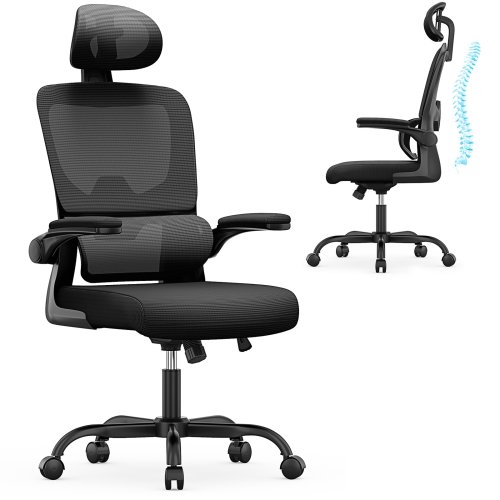 Silla Ergonómica de Oficina con Reposabrazos Plegables