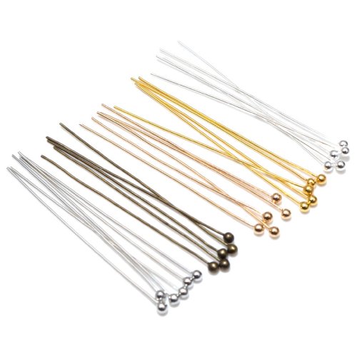 Image of 200-Piece Assorted Silver Metal Ball Head Pins in 16mm, 20mm, 25mm, 30mm, 40mm, 45mm, and 50mm Lengths – 0.5mm Diameter for DIY Jewelry Making and Crafting Projects