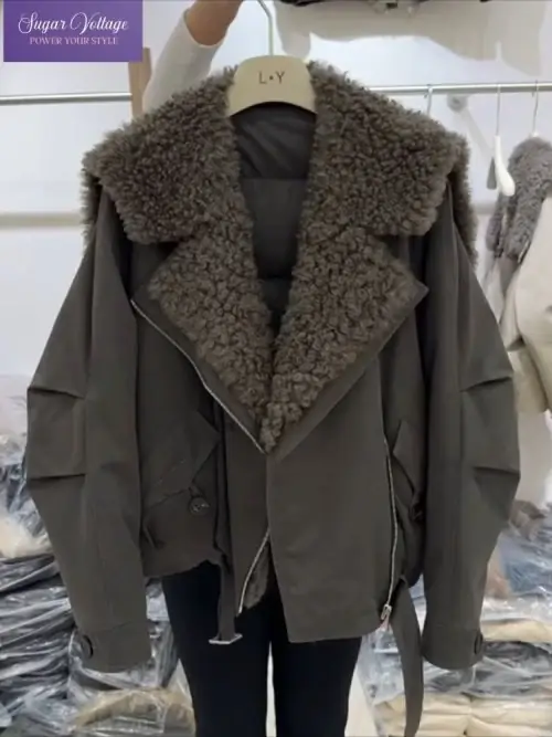 Image de Veste Hiver Femme - Parka Vert Armée Chaude & Surdimensionnée