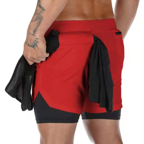 Afbeelding van Camo Shorts Snel Droog Hardloopshort 2 In 1 Dubbeldeks Workout Shorts Training Jogging Korte Broek Zomer Sport Short Heren