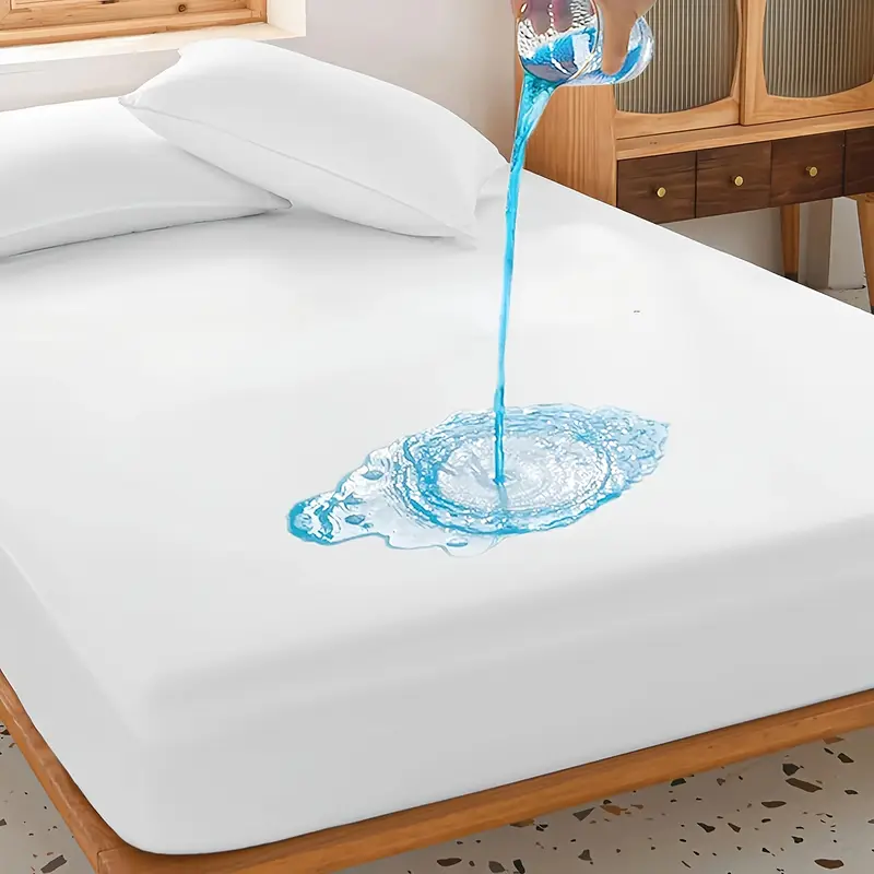 Image of 1pc Waterproof Mattress Protector Cover, Ultra-Soft Breathable Knitted Fitted Sheet for Bed, Bedroom Essentials
