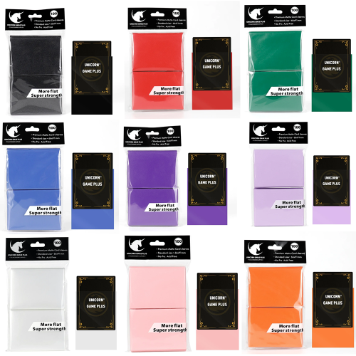Imagen de Fundas protectoras mate para tarjetas de juego de 66x91 mm, ideales para TCG, cartas de magia, tarot y Pokémon, pack de 100 unidades