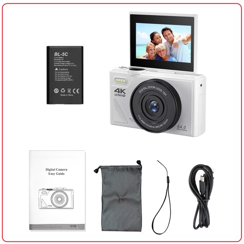 Afbeelding van Compacte digitale fotografiecamera 4K 18X digitale zoom Vintage Vlog-videorecorder YouTube 180 °   Flip Screen Selfile WiFi-webcam