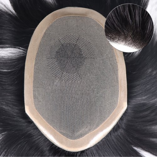 Image of Lace NPU Base Men's Wigs for Man 100% Human Hair Men Toupee Straight Human Male Hair Prosthesis Replacement Systems Hair Piece