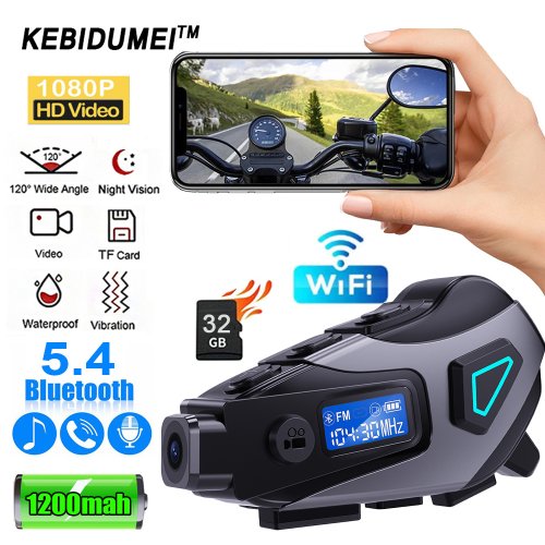 Imagen de Cámara HD 1080p para Motocicleta con Bluetooth y Auriculares