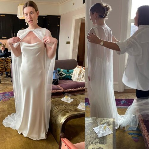 Afbeelding van Elegante Chiffon Lange Cape Sjaal met Vloerlengte – Zomer Wrap Bolero voor Bruid en Bruiloft, Op Maat Gemaakt