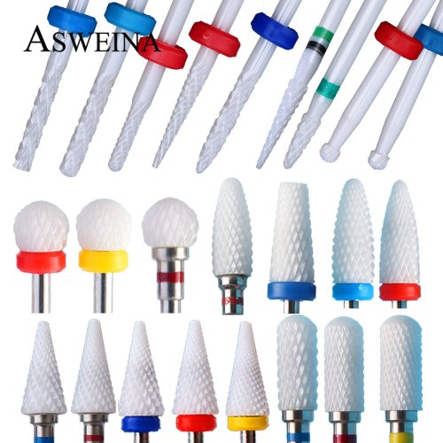 Image of Natural Ceramic Nail Drill Bits Set – Professional Grade Flame-Resistant Cutters for Manicure, Pedicure & Gel Polish Removal