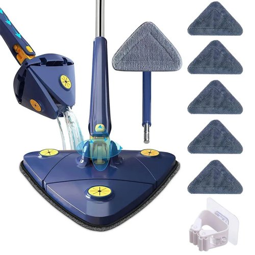 Image of 360° Rotating Telescopic Spin Mop with Easy Squeeze Mechanism – Premium Water Absorbent Floor Cleaning Tool for Wet and Dry Use