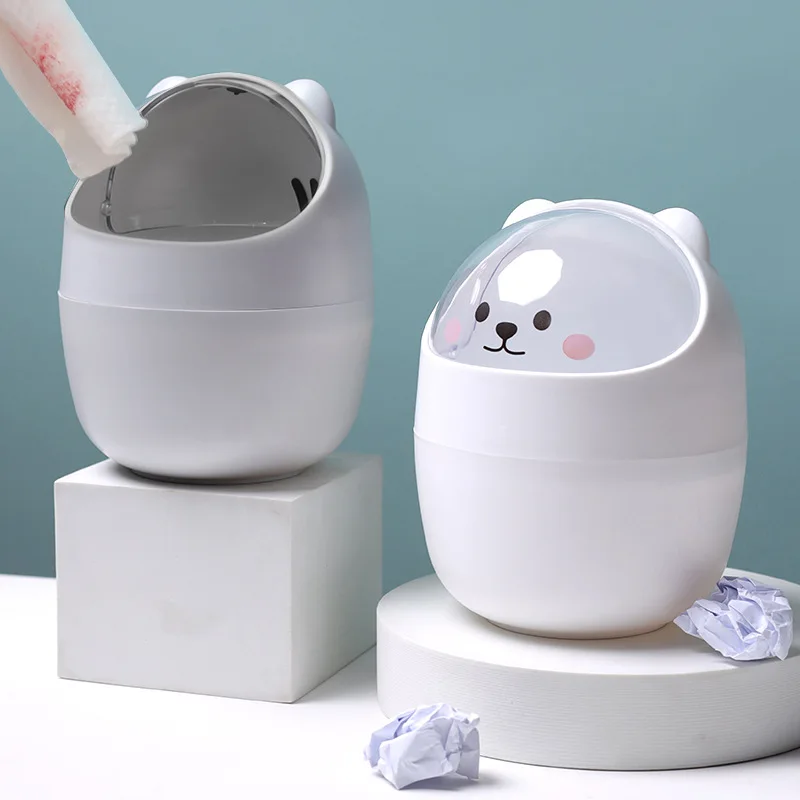 Imagen de Cubo de Basura Kawaii con Oso y Soporte para Bolígrafo