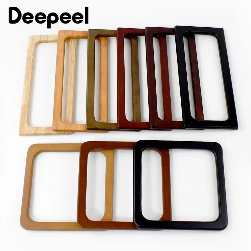 Afbeelding van 1/2 Stuks Deepeel 14/20 Cm Houten Handvatten Vierkante Portemonnee Frame Voor Maken Geweven Handtas Diy Tas onderdelen Ambachten Hardware Accessoires