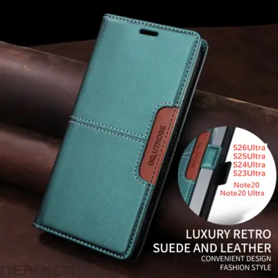 Image de Étui portefeuille en cuir pour Galaxy S26, S25, S24, S23, S22, S21, S20, Note20, A17, A37, A16, A36, A56, A26