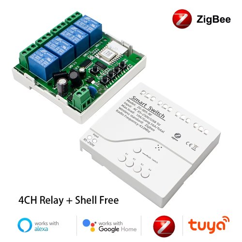 Afbeelding van Tuya Zigbee 1/2/4-kanaals Schakelaar Relaismodule met DC 12V/24V en AC 110V/220V/230V, Droogcontact, DIN-Rail Montage, 4Kanaals Controller voor Smart Home met Alexa & Google Assistant (Gateway vereist)