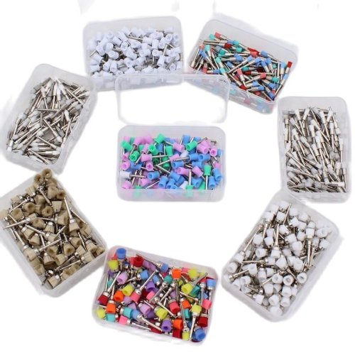 Imagen de Cepillos de Profilaxis Dental Desechables con Cabezal de Pulido Tipo Pestillo, Pack de 100 Unidades en Colores Mixtos para Eliminar Manchas y Brillo Natural