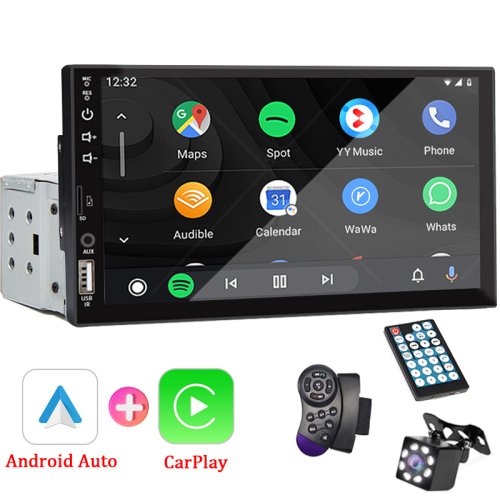 Afbeelding van Universele 1 DIN Autoradio met CarPlay, Android Auto, HD Touchscreen, Bluetooth, FM, AUX en MirrorLink voor elke auto