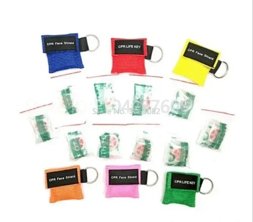 Afbeelding van 100 stks/partijen NIEUWE CPR MASKER MET SLEUTELHANGER CPR FACE SHIELD voor Cpr/AED 7 KLEUREN
