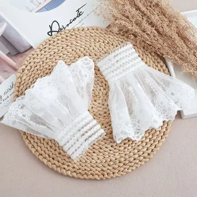 Manchettes Dentelle Florale Détachables - Faux Poignets Élégants