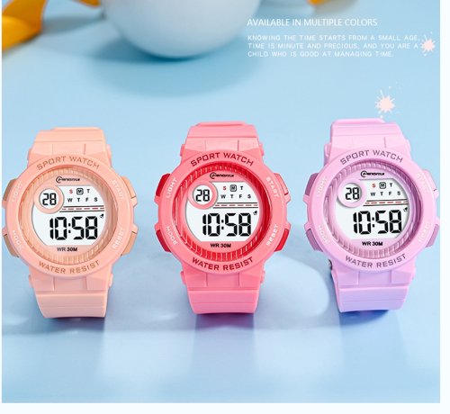 Bild von Kinder-Sportuhr mit 30m Wasserdichtigkeit – Rosa Silikon-Armbanduhr für Jungen und Mädchen