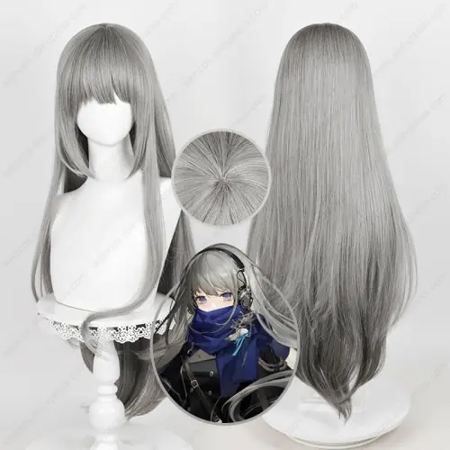 Image de Perruque Cosplay Grise Dégradée 85cm - Cheveux Synthétiques