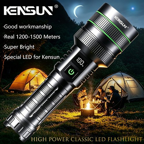 Immagine di Torcia tattica a lungo raggio Torcia LED ad alta potenza USB ricaricabile Lampada a luce forte Lanterna portatile esterna impermeabile