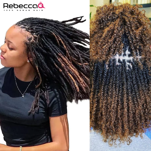 Image of Peruvian Bulk Hair No Attachment Afro Kinky Curly Human Hair Bulk Rebecca Queen Virgin Remy Dreadlock QVR 30# Brown Braids Hair
