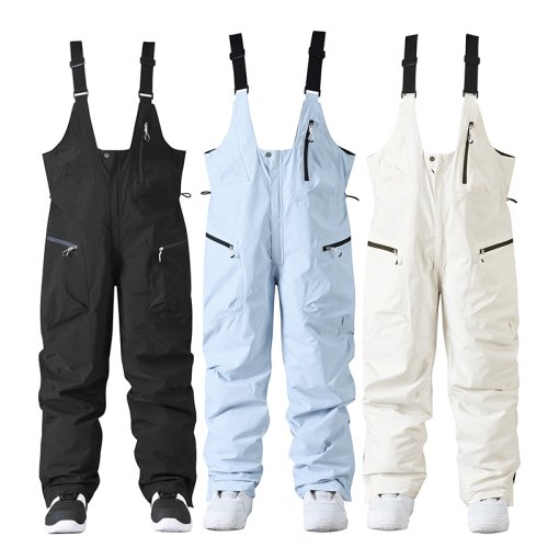 Immagine di Pantaloni da Sci e Snowboard con Bavaglini per Uomo e Donna, Pantaloni da Neve con Bretelle, Tuta da Sci Impermeabile e Termica 2025
