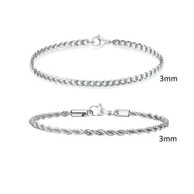 Image de Bracelets Homme Tendance - Acier Inoxydable & Corde Torsadée