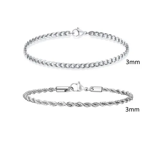 Image de Bracelets Homme Tendance - Acier Inoxydable & Corde Torsadée