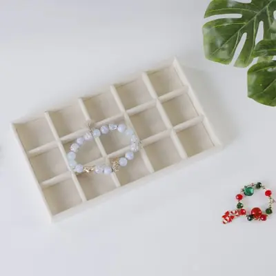 Image de 1 pièce plateau à bijoux floqué couleur beige