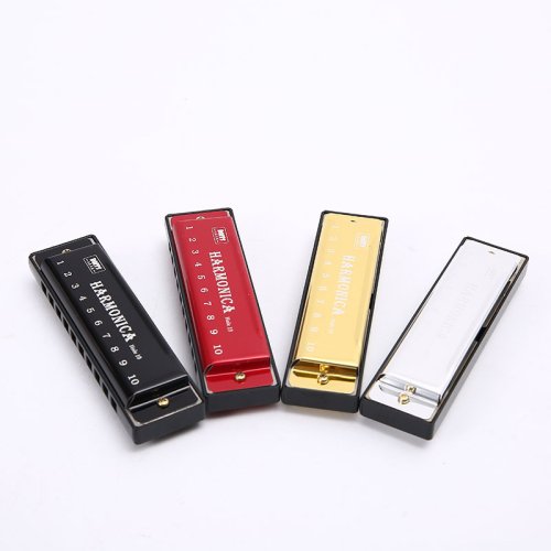Image of 10-Hole Diatonic Harmonica in Key of C with Protective Case – Perfect Beginner Instrument for Kids and Students