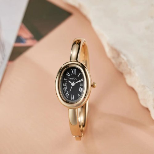 Imagen de Reloj de pulsera elegante de lujo a la moda para mujer, reloj de cuarzo ovalado con Número Romano resistente al agua para mujer, reloj часы жене.05..05.