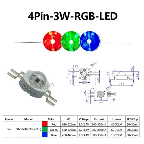 4pin 3W RGB
