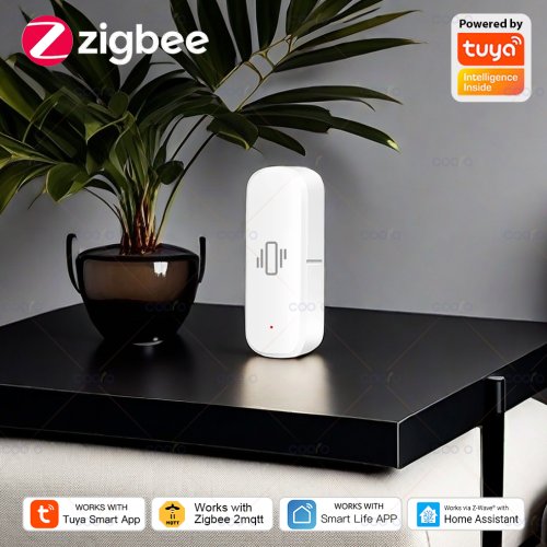 Bild von Intelligenter Zigbee-Vibrationsmelder mit App-Steuerung – Hochsensitiver Bewegungs- und Stoßalarm für optimale Haussicherheit