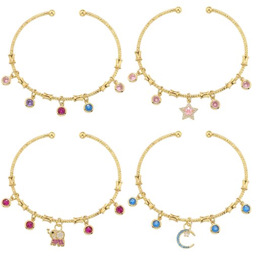 Bild von Romantisches Goldfarbenes Süßigkeiten-Charms-Armband für Frauen – Runder Charm-Armreif als Geburtstagsgeschenk für Damen und Männer
