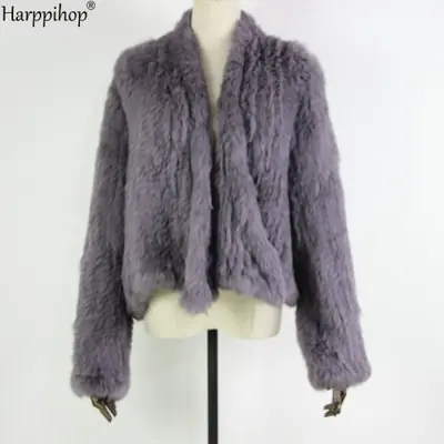 Image de Veste en Fourrure de Lapin Tricotée - Mode Hiver