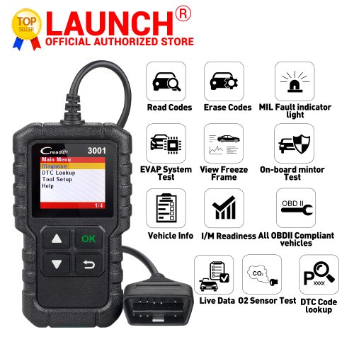Imagen de Lector de Códigos OBD2 X431 Creader 3001 - Escáner Profesional para Diagnóstico Automotriz Completo con Función EOBD y Compatibilidad con ELM327