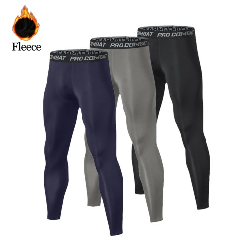 Afbeelding van Herensportbroek met fleece-voering: warme, ademende en compressie-thermische onderbroek voor outdoor activiteiten en winterse weersomstandigheden