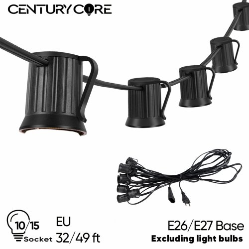 Imagen de Cable de Luz Exterior E27 con Enchufe UE - Ideal para Decoración de Patios y Bodas